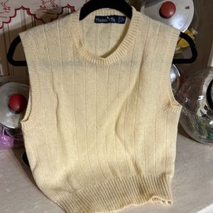 Vintage 80s sweater vest cream 100% Shetland wool brand Hunters Run